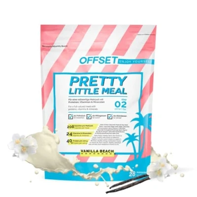 Abbildung von OFFSET Nutrition Abnehm Shake Vanilla Beach [nur 208 KCAL pro Shake] 28 Portionen Mahlzeitersatz Diät mit 24 Vitaminen &amp; Mineralien Glutenfreie Trinkmahlzeit