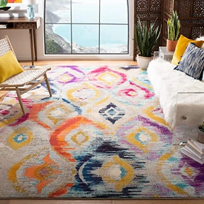 Abbildung von SAFAVIEH Boho Teppich für Wohnzimmer, Esszimmer, Schlafzimmer Monaco Collection, Kurzer Flor, Multi, 244 X 335 cm