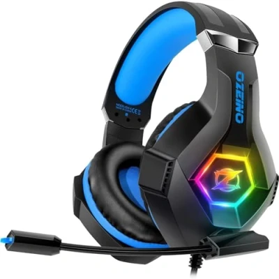 Abbildung von Ozeino Gaming Headset for PS4 PS5 PC, with Microphone 3D Surround Sound Headphones Noise Cancelling RGB Lights