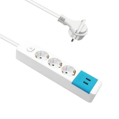 Abbildung von EXTRASTAR Steckdosenleiste mit 3 Steckdosen und 2 USB Ports, Verlängerungskabel Schalter, 1,5 m, für Zuhause, Büro Reisen, 3680 W, g x 1,0 mm², 1 Stück