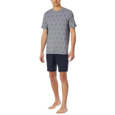 Abbildung von Schiesser Herren Schlafanzug kurz Rundhals 95/5 Nightwear Pyjamaset, Nachtblau_182608, 52