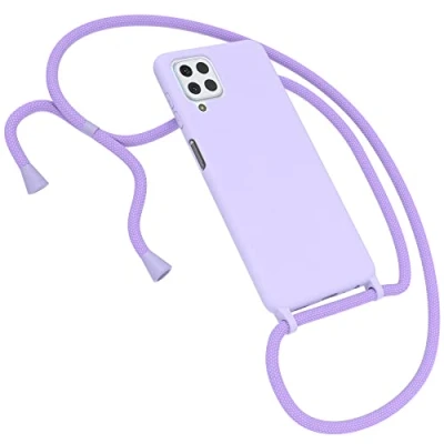 Abbildung von EAZY CASE Premium Silikon Handykette kompatibel mit Samsung Galaxy M22 / M32 A22 4G Handyhülle Umhängeband, Handykordel Schutzhülle, Silikonhülle, Hülle Band, Kette, Lavendel Lila