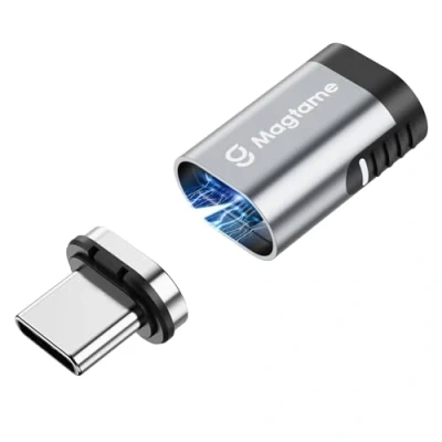 Abbildung von Magtame 240W Magnetisch USB C Adapter, Typ Magnet Adapter 24 Pin mit PD Schnellladung, 20Gbps Datenübertragung, 4K@60Hz Video für MacBook/iPhone 15/ROG Ally/Steam Deck/PS5 PSVR2/PS Portal, Gerade
