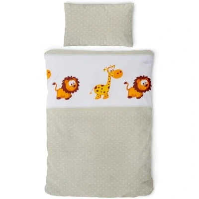 Abbildung von Gräfenstayn Kinderbettwäsche Set mit Tiermotiv und integriertem Reißverschluss aus 100% Baumwolle, Deckenbezug 135x100cm Kissenbezug 60x40cm (Giraffe/Löwe)