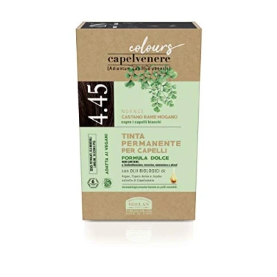 Abbildung von Helan, Capelvenere Colours natürliche Haarfarbe, Nuance 4.45 Kupferbraun, Mahagoni Kit für einfache Anwendung, hervorragende Abdeckung, geruchlos Haarfarbe ohne Ammoniak und Alkohol, 125 ml