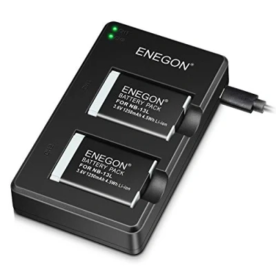 Abbildung von ENEGON NB 13L Lithium Akku(2Stück), Dual Ladegerät für Canon PowerShot G5 X,G5X Mark II,G7 X,G7 X III,SX720 HS,SX730 HS,SX740 HS,SX620 HS,G1 III,G9 X,G9 II, EN