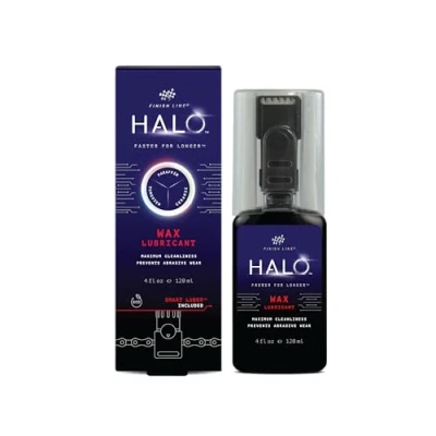 Abbildung von Finish Line HALO Wax Lube, Premium Kettenwachs, flüssig 120ml Flasche inkl. Applikator, Kettenfett für Fahrradkette, Schmiermittel mit Antihaftbeschichtung, e bike &amp; Fahrrad Zubehör, Schmierfett