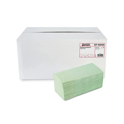 Abbildung von Quicky Papierhandtuch, ZZ Falz, 25 x 23 cm, 2lag, Recycling grün, 4000 Blatt, 1er Pack (1 1 Stück)