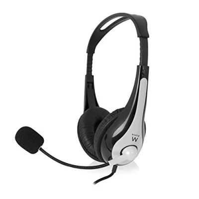 Abbildung von Ewent EW3562 Professioneller Kopfhörer mit Mikrofon für PC Lautstärkeregler, Notebook, Laptop, Doppelklinke 3,5 mm (1XAudio 1XMic), gepolsterte Ohrhörer, 2m Kabel, Schwarz/Grau
