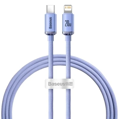 Abbildung von Baseus Kristall Glanz USB C zu Lightening Kabel für Apple iPhone PD 20W 120cm Lila