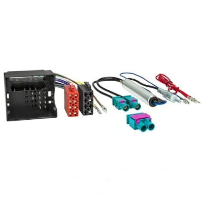 Abbildung von tomzz Audio 7057 010 Radio Anschluss Montage Set kompatibel mit Audi Skoda Seat VW Quadlock auf ISO + Antennenadapter Phantomeinspeisung Fakra DIN