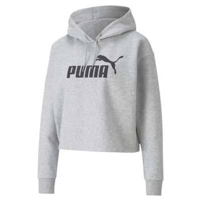 Abbildung von Puma Essentials Cropped LOGO Kapuzenpullover, Damen, Größe: Large, Light gray heather