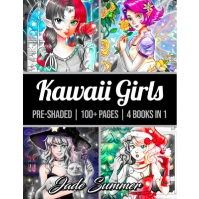 Abbildung von 100 Kawaii Girls Grayscale: An Adult Coloring Book Collection with Cute Portraits, Fantasy, Horror, Christmas, and More! (Grayscale Books)