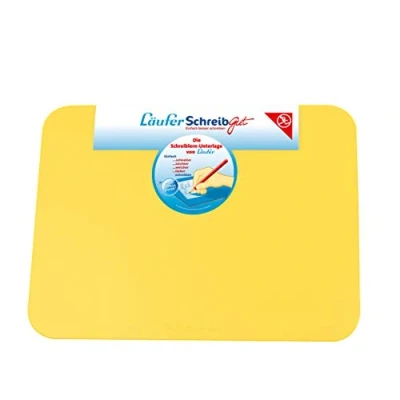 Abbildung von Läufer 30914 SchreibGut Schreibtischunterlage zum Schreiben lernen, für den perfekten Schulanfang, Zubehör Kinderschreibtisch, rutschfest und abwischbar, gelb, 34x45 cm