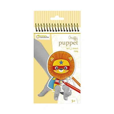 Abbildung von Avenue Mandarine GY009O Malblock Graffy Puppet, 250g Zeichenpapier mit je 12 Motiven x 2, ideal für Kinder ab 5 Jahren, 1 Stück, Tiere Superheros