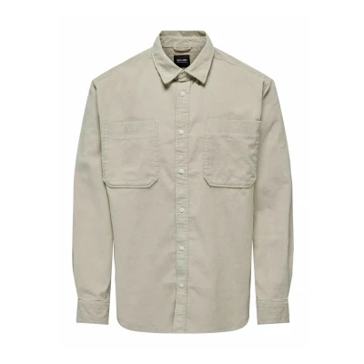 Abbildung von ONLY &amp; SONS Herren Onsalp Rlx 2pkt Washd Cord Ls Shirt Noos, Silver Lining, L
