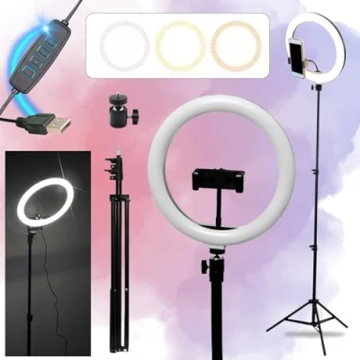 Abbildung von TronicXL 210cm Stativ + XXL Ringlicht Ring Light mit Handyhalter Tripod Beauty Licht Kamerastativ Smartphone Halterung I für YouTube Video Streaming TikTok Live Fotografie