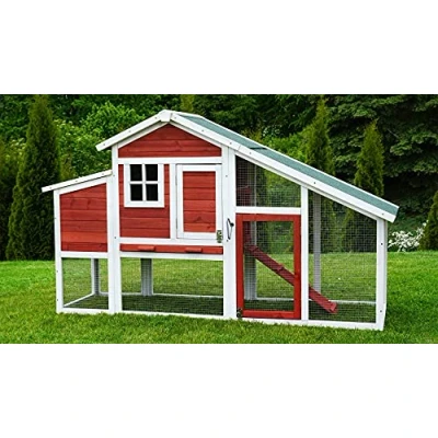 Abbildung von Miweba MyAnimal Hühnerstall MH 32 XXL 185x62x115 cm Für 4 Hühner Nistkasten mit Freilaufgehege 2 Sitzstangen Winterfest Ebenen Hühnerhaus Eiablage Kiefernholz Voliere (Grau)