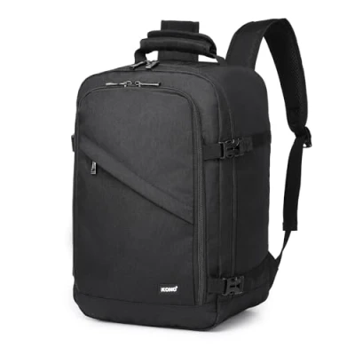 Abbildung von KONO Kabinentasche, 40 x 20 25 cm, Handgepäck, kleiner Reise Handgepäck Rucksack, wasserdicht, Untersitz, Kabinenrucksack (schwarz), Schwarz, 40x20x25