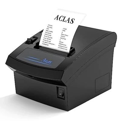 Abbildung von ACLAS Thermodrucker 80mm Quittungsdrucker Auto Cut Bondrucker mit ESC/POS für registrierkasse kassenschublade (250mm/sec, USB + Ethernet)