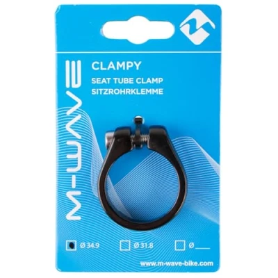 Abbildung von M Wave Clampy Sitzrohrklemme, Sattelklemme, Sattelstütze, Klemmring, Sattelstützenklemme, super leicht Alu, für Ø34.9mm, mit Innensechskant Schrauben, schwarz