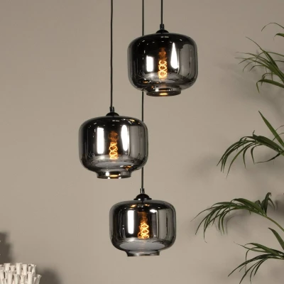 Abbildung von LUCIDE MEDINE Pendelleuchten Ø 46 cm 3xE27 Rauchfarbe Grau