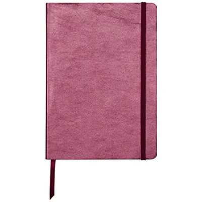 Abbildung von Clairefontaine 400093C Notizbuch (mit Perlmutt Effekt mit Softcover aus Leder, DIN A5, 14,8 x 21cm, 72 Blatt, liniert, Gummizugverschluß, Lesezeichen) 1 Stück kirschrot
