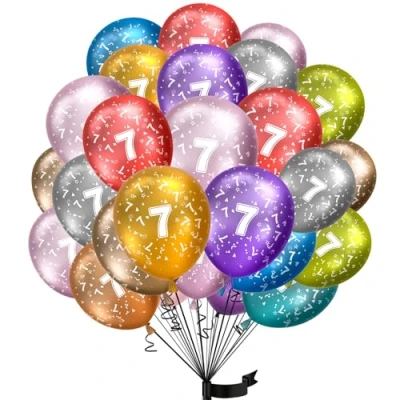 Abbildung von Luftballons 7. Geburtstag,15 Stück Metallic folienballon 7 helium ballons jahre aus 100% Naturlatex,Klimaneutral, 32cm Ballon zahlen für Kindergeburtstag und mädchen junge Geburtstag