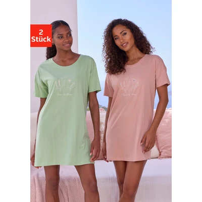 Abbildung von Vivance Dreams Bigshirt (Set, 2 Stück) mit zart skizziertem Frontdruck