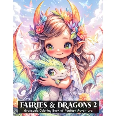 Abbildung von Fairies &amp; Dragons 2: Grayscale Coloring Book of Fantasy Adventure with more Enchanting Tales Cute Baby and (Fairies Book)