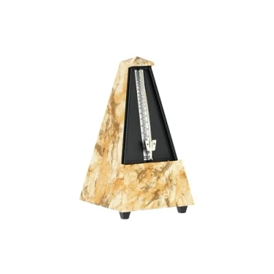 Abbildung von Wittner Taktell Pyramidenform Metronom Kunststoffgehäuse mit Glocke hellbraun/marmorartig