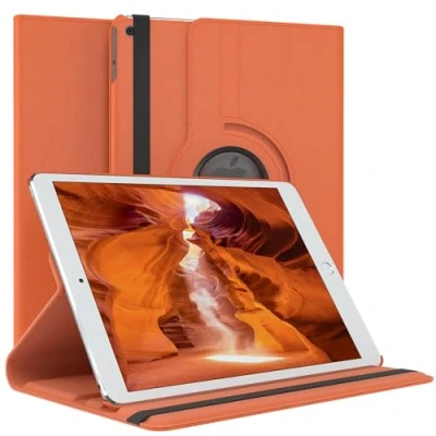 Abbildung von EAZY Case Tablet Hülle für iPad 6 / 5 (2018/2017) Schutzhülle 9.7 Zoll Smart Cover Rotationcase zum Aufstellen Klapphülle 360 drehbar mit Standfunktion Tasche Kunstleder Orange