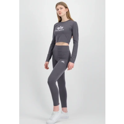 Abbildung von Alpha Industries Basic Cropped Langarmshirt, Damen, Größe: XS, Vintage grey