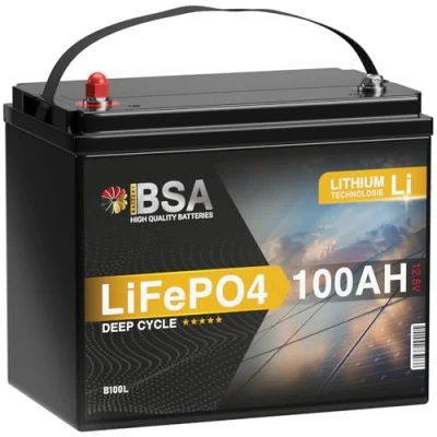 Abbildung von BSA LiFePO4 100Ah 12V Mini Lithium Batterie Wohnmobil Akku mit BMS Solarbatterie Solar Boot