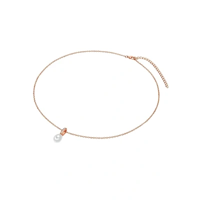 Abbildung von Valero Pearls Damen Kette Sterling Silber 925 rosévergoldet Süßwasser Zuchtperlen Zirkonia weiß Halskette Frauen Roségold Farben perle