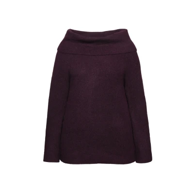 Abbildung von Ulla Popken Schouderopening Lange Mouwen Strickpullover, Damen, Größe: 58/60, Dark blackberry