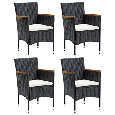 Abbildung von vidaXL 4X Garten Essstuhl Gartensessel Sessel Stuhl Gartenstuhl Stühle Rattanstuhl Rattansessel Stuhlset Gartenmöbel Poly Rattan Schwarz