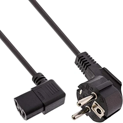 Abbildung von InLine 16752E Netzkabel, Schutzkontakt gewinkelt auf Kaltgerätestecker C13 links abgewinkelt, 5m, schwarz