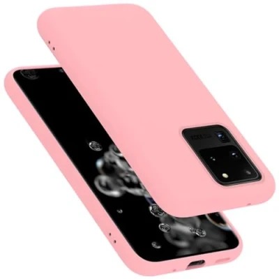 Abbildung von Cadorabo Hülle kompatibel mit Samsung Galaxy S20 Ultra Handyhülle für Case aus flüssigem Silikon stoßfeste dünne TPU Schutzhülle Liquid PINK