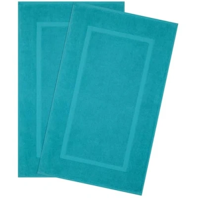 Abbildung von Hammetex Badvorleger Set 2 Teilig, 100% Baumwolle Duschvorleger für Badezimmer, Saugfähig Waschbar Bad Fußmatten 51x86 cm Große Badematten, Türkis