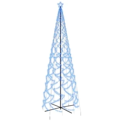 Abbildung von vidaXL LED Weihnachtsbaum Kegelform Tannenbaum Lichterbaum Weihnachtsdeko Stern Beleuchtung Außen Beleuchtet Lichterkette Blau 1400 LEDs 160x500cm