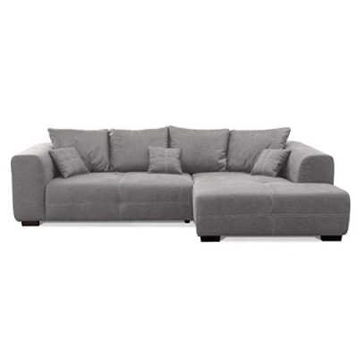 Abbildung von CAVADORE Ecksofa Mavericco inkl. Kissen / XXL Eckcouch im modernen Design Longchair rechts 285 x 69 170 Lederoptik grau