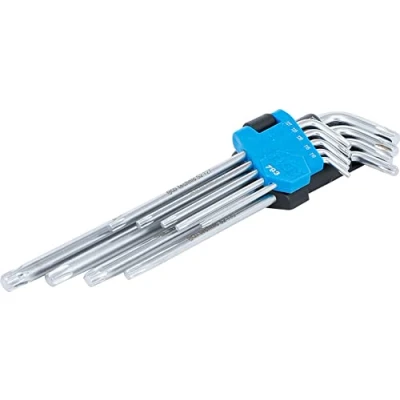 Abbildung von BGS 793 Winkelschlüssel Satz 9 tlg. extra lang T Profil (für Torx) T10 T50 inkl. Klapphalter
