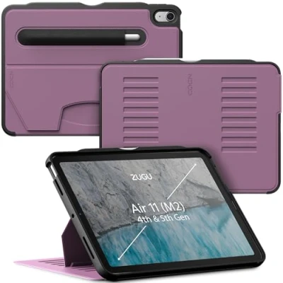 Abbildung von ZUGU CASE iPad Air M2 6. / 5. 4. Generation (2024/2022 2020) 11/10.9 Zoll schlanke Schutzhülle 8 Winkel Ständer magnetisch, Aufladen Stiftes Auto Sleep/Wake UP [ Beere Violett ]