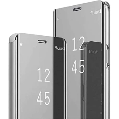 Abbildung von BoerHang Hülle für Xiaomi Redmi 13 Handyhülle, Smart Clear View Cover, Standing Case, Durchscheinender 360 Schutz.(Silber)