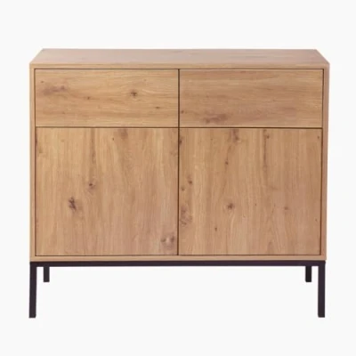 Abbildung von CALICOSY Buffet 2 Portes Tiroirs Décor Chêne L90 x H80 cm Lenny