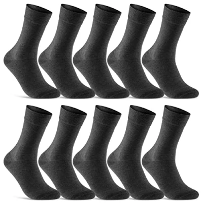 Abbildung von 10 Paar Socken Herren Damen Schwarz Business Baumwolle 70201T (Anthrazit 39 42)