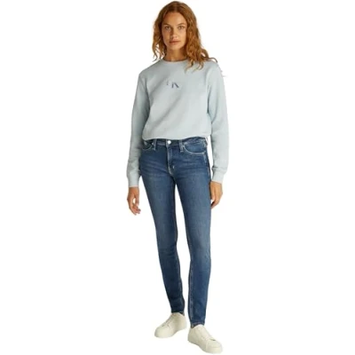 Abbildung von Calvin Klein Damen Jeans Hose Mid Rise Skinny Fit, Blau (Denim Medium), 32W/30L