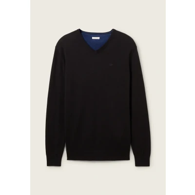 Abbildung von TOM Tailor Basic V NECK Strickpullover, Herren, Größe: 3XL, Black