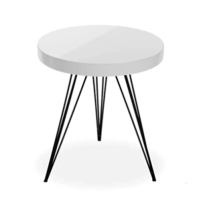 Abbildung von Versa Fontana Beistelltisch für das Wohnzimmer, Schlafzimmer oder die Küche. Moderner, niedriger Tisch, Maßnahmen (H x L B) 55 51 cm, Holz und Metall, Farbe: Weiß
